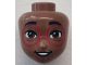 Part No: 107720  Name: Mini Doll, Head Friends with Black Eyebrows, Reddish Brown Eyes, Glasses with Red Frames, Open Mouth Smile with Teeth Pattern