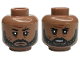 Part No: 28621pb0273  Name: Minifigure, Head Dual Sided Black Eyebrows, Upper Eyelids, Moustache and Beard, Reddish Brown Wrinkles, Dark Brown Scars, Furrowed Brow, Frown / Angry Open Mouth with Top Teeth Pattern - Vented Stud