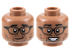 Part No: 3626cpb3154  Name: Minifigure, Head Dual Sided Black Eyebrows, Glasses, Stubble, Lopsided Grin / Smile with Teeth Pattern - Hollow Stud