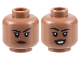 Part No: 3626cpb3168  Name: Minifigure, Head Dual Sided Female Black Eyebrows, Reddish Brown Lips, Frown with Raised Eyebrow Left / Open Mouth Smile Pattern - Hollow Stud