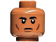 Part No: 3626cpb3237  Name: Minifigure, Head Stern Black Eyebrows, Dark Brown Cheek Lines and Chin Dimple Pattern - Hollow Stud