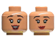 Part No: 3626cpb3298  Name: Minifigure, Head Dual Sided Female Black Eyebrows, Reddish Brown Eye Shadow, Dark Red Lips, Open Mouth Smile / Closed Mouth Smile Pattern - Hollow Stud