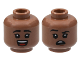 Part No: 3626pb2995  Name: Minifigure, Head Dual Sided Child Black Eyebrows, Open Mouth Smile with Top Teeth and Red Tongue / Right Eyebrow Raised, Confused Pattern