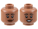 Part No: 3626pb3382  Name: Minifigure, Head Dual Sided Female Black Eyebrows, Reddish Brown Lips, Grin / Open Mouth Smile with White Teeth Pattern