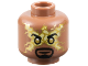 Part No: 3626pb3440  Name: Minifigure, Head Black Eyebrows and Goatee, Gold Eyes, Bright Light Yellow Electricity Mask Pattern