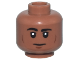 Part No: 3626pb3475  Name: Minifigure, Head Black Rounded Eyebrows, Upper Eyelids, Reddish Brown Cheek Lines and Chin Dimple, Neutral Pattern