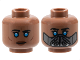Part No: 3626pb3536  Name: Minifigure, Head Dual Sided Female Black Eyebrows and Eyelashes, Dark Azure Eyes, Neutral with Reddish Brown Lips and Cheek Lines / Dark Bluish Gray and Dark Silver Mask Pattern