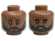 Part No: 3626pb3590  Name: Minifigure, Head Dual Sided Black Eyebrows, Upper Eyelids, Moustache and Beard, Reddish Brown Wrinkles, Dark Brown Scars, Furrowed Brow, Frown / Angry Open Mouth with Top Teeth Pattern