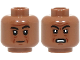 Part No: 3626pb3635  Name: Minifigure, Head Dual Sided Black Eyebrows, Reddish Brown Wrinkles and Chin Dimple, Furrowed Brow, Neutral / Open Mouth Scowl Pattern