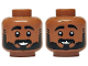 Part No: 3626pb3724  Name: Minifigure, Head Dual Sided Black Eyebrows, Beard and Moustache, Open Mouth Smile with Teeth Pattern / Raised Left Eyebrow Pattern