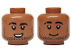 Part No: 3626pb3729  Name: Minifigure, Head Dual Sided Black Eyebrows and Stubble, Scar on Right Eyebrow, Closed Mouth Smile / Open Mouth Grin with Teeth Pattern
