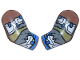 Part No: 981982pb397  Name: Arm, (Matching Left and Right) Pair with White Armor Plates, Dark Bluish Gray Fur Trim, Olive Green and Blue Wrappings Pattern