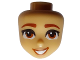 Part No: 101132  Name: Mini Doll, Head Friends with Reddish Brown Eyebrows, Dark Orange Eyes, Nougat Lips, and Open Mouth Smile with Teeth Pattern