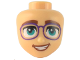 Part No: 101245  Name: Mini Doll, Head Friends with Thick Reddish Brown Eyebrows, Dark Turquoise Eyes, Dark Purple Glasses, and Open Mouth Smile with Teeth Pattern