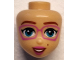 Part No: 105835  Name: Mini Doll, Head Friends with Reddish Brown Eyebrows and Beauty Mark, Dark Turquoise Eyes, Dark Pink Glasses and Lips, Open Mouth Smile with Teeth Pattern