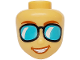 Part No: 106021  Name: Mini Doll, Head Friends with Dark Orange Eyebrows and Lips, Black Sunglasses with Medium Azure Lenses, Open Mouth Smile Pattern