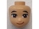 Part No: 107719  Name: Mini Doll, Head Friends with Black Eyebrows, Reddish Brown Eyes, Dark Orange Lopsided Grin Pattern