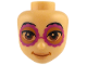 Part No: 111994  Name: Mini Doll, Head Friends with Black Eyebrows, Reddish Brown Eyes, Magenta Sunglasses with Dark Orange Lenses, Nougat Lips, Closed Mouth Smile Pattern