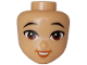 Part No: 112385  Name: Mini Doll, Head Friends with Black Eyebrows, Reddish Brown Eyes, Nougat Lips, Dark Orange Open Mouth Rounded Smile with Teeth Pattern