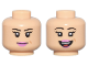 Part No: 28621pb0301  Name: Minifigure, Head Dual Sided Female, Thin Black Eyebrows, Long Eyelashes, Dimple, Dark Pink Lips, Closed Mouth Smile / Open Mouth Smile Pattern - Vented Stud