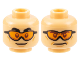Part No: 3626cpb3150  Name: Minifigure, Head Dual Sided Black Eyebrows, Cheek Lines, Chin Dimple, Orange Goggles, Grin / Frown Pattern - Hollow Stud
