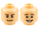 Part No: 3626cpb3160  Name: Minifigure, Head Dual Sided Dark Brown Eyebrows, Chin Dimple, Grin / Smile with Teeth Pattern - Hollow Stud