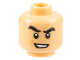 Part No: 3626cpb3161  Name: Minifigure, Head Black Thick Eyebrows Raised, Scowl with Teeth Pattern - Hollow Stud