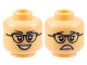 Part No: 3626cpb3165  Name: Minifigure, Head Dual Sided Female Black Eyebrows, Glasses, Peach Lips, Open Mouth Smile / Scared Pattern - Hollow Stud