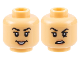 Part No: 3626cpb3172  Name: Minifigure, Head Dual Sided Female Black Eyebrows, Nougat Eye Shadow and Lips, Open Smile / Disgust with Raised Eyebrow Right Pattern - Hollow Stud