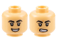Part No: 3626cpb3174  Name: Minifigure, Head Dual Sided Female Black Thick Eyebrows, Chin Dimple, Open Mouth Smile / Gritted Teeth Pattern - Hollow Stud