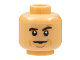 Part No: 3626pb3066  Name: Minifigure, Head Black Eyebrows, Dark Orange Eye Shadow and Chin Dimple, Nougat Cheek Lines, Neutral Pattern