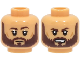 Part No: 3626pb3134  Name: Minifigure, Head Dual Sided Dark Brown Eyebrows and Full Beard, Nougat Cheek Lines, Neutral / Angry with Open Mouth with Teeth Pattern