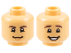 Part No: 3626pb3160  Name: Minifigure, Head Dual Sided Dark Brown Eyebrows, Chin Dimple, Grin / Smile with Teeth Pattern