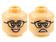 Part No: 3626pb3165  Name: Minifigure, Head Dual Sided Female Black Eyebrows, Glasses, Nougat Lips, Open Mouth Smile / Scared Pattern