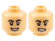 Part No: 3626pb3174  Name: Minifigure, Head Dual Sided Female Black Thick Eyebrows, Chin Dimple, Open Mouth Smile / Gritted Teeth Pattern