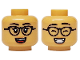 Part No: 3626pb3725  Name: Minifigure, Head Dual Sided Female Black Eyebrows, Eyelashes and Glasses, Open Mouth Grin with Teeth and Red Tongue / Eyes Closed Pattern