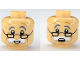 Part No: 3626pb3749  Name: Minifigure, Head Dual Sided Dark Bluish Gray Eyebrows, Black Glasses, White Moustache, Medium Nougat Wrinkles, Open Mouth Smile / Scared Pattern