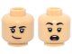 Part No: 3626pb3867  Name: Minifigure, Head Dual Sided Female Black Eyebrows, Eyelashes, Nougat Lips, Lopsided Grin / Surprised Open Mouth with Top Teeth and Tongue Pattern