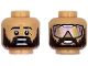 Part No: 3626pb3871  Name: Minifigure, Head Dual Sided Black Eyebrows, Scar, Dark Brown Moustache, Full Beard, Scared Open Mouth with Teeth Parted / Open Mouth Smile, Metallic Pink and Gold Sunglasses Pattern