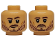 Part No: 3626pb3873  Name: Minifigure, Head Dual Sided Dark Brown Eyebrows, Goatee Beard and Stubble, Medium Nougat Cheek Lines, Smirk / Stern Pattern