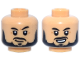 Part No: 3626pb3880  Name: Minifigure, Head Dual Sided Black Eyebrows, Moustache, Beard and Soul Patch, Medium Nougat Dimples, Smirk / Lopsided Open Mouth Smile with Top Teeth Pattern