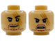 Part No: 3626pb3959  Name: Minifigure, Head Dual Sided Black Eyebrows, 3 Medium Nougat Diagonal Scars, Reddish Brown Beard Stubble, White Glints, Closed Mouth Neutral / Silver Glints, Open Mouth Angry Pattern
