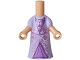 Part No: 65203pb021  Name: Micro Doll, Body with Molded Lavender Dress and Printed Metallic Pink Lacing and Bow, Medium Lavender Princess Petticoat Pattern