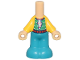 Part No: 65224pb021  Name: Micro Doll, Body with Molded Bright Light Orange Top and Dark Turquoise Pants and Printed Holiday Sweater with Red and White Candy Cane Pattern
