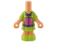 Part No: 69969pb13  Name: Micro Doll, Body with Molded Lime Short Layered Dress and Shoes and Printed Hoodie with Dark Pink Zipper and Pockets, Medium Lavender Hood and Waistband Pattern