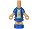Part No: 69969pb25  Name: Micro Doll, Body with Molded Blue Short Layered Dress and Shoes and Printed White Shirt with Bright Green Collar and Leaves, Yellow Lemon and Stripes Pattern