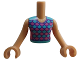 Part No: FTGpb415c01  Name: Torso Mini Doll Girl Dark Pink and Medium Azure Top with Scales and Dark Purple Edges Pattern, Medium Tan Arms with Hands