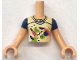 Part No: FTGpb475c01  Name: Torso Mini Doll Girl Bright Light Yellow Top with Coral and Lime Popsicle, Pineapple, Triangles and Shapes Pattern, Medium Tan Arms with Hands with Dark Blue Short Sleeves