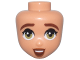 Part No: 105995  Name: Mini Doll, Head Friends with Reddish Brown Eyebrows, Wide Olive Green Eyes, Dark Orange Lips, and Open Mouth Smile with Top Teeth Pattern