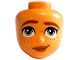 Part No: 107744  Name: Mini Doll, Head Friends with Reddish Brown Thick Eyebrows, Black Single Eyelashes, Sand Green Eyes, Dark Orange Lips and Freckles, Lopsided Grin Pattern